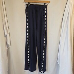 Victoria's Secret PINK Active Navy Blue Logo Tape Wide Leg Track Pants XS